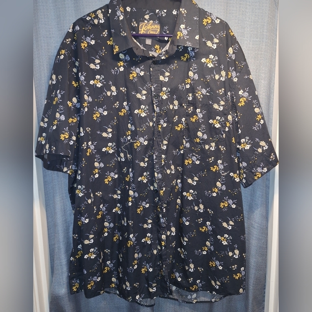 Johnny Bigg Floral Navy Button Up Shirt 4XL
